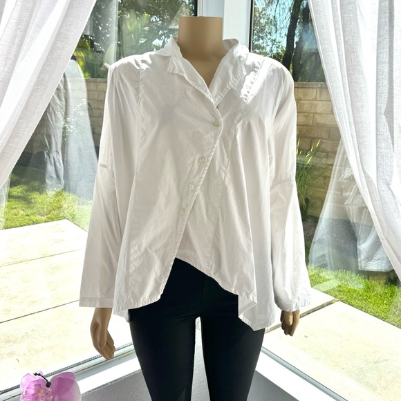 IVAN GRUNDAHL Asymmetrical White Blouse Long Sleeve Top Shirt Size M Medium 38 - Picture 2 of 10